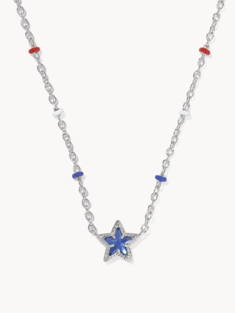 Kendra Scott Mini Cassidy Silver Short Pendant Necklace in Cobalt Blue Illusion